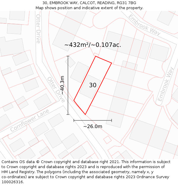 30, EMBROOK WAY, CALCOT, READING, RG31 7BG: Plot and title map