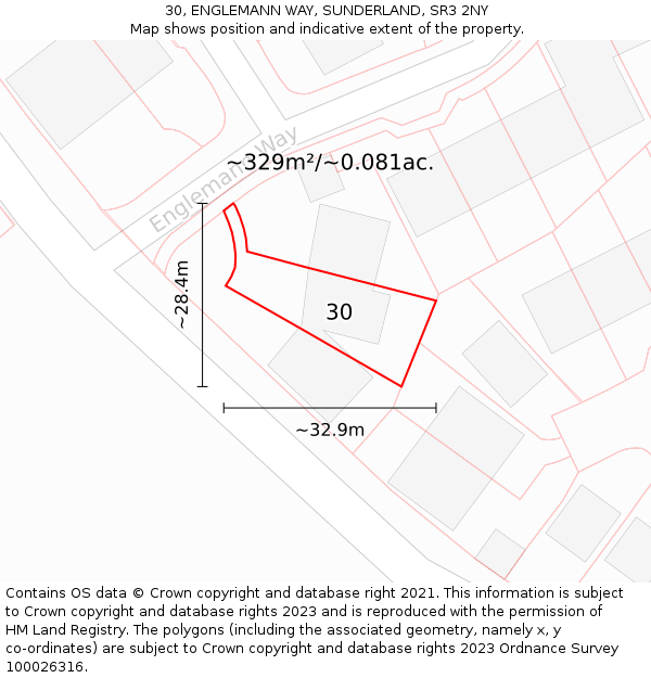 30, ENGLEMANN WAY, SUNDERLAND, SR3 2NY: Plot and title map