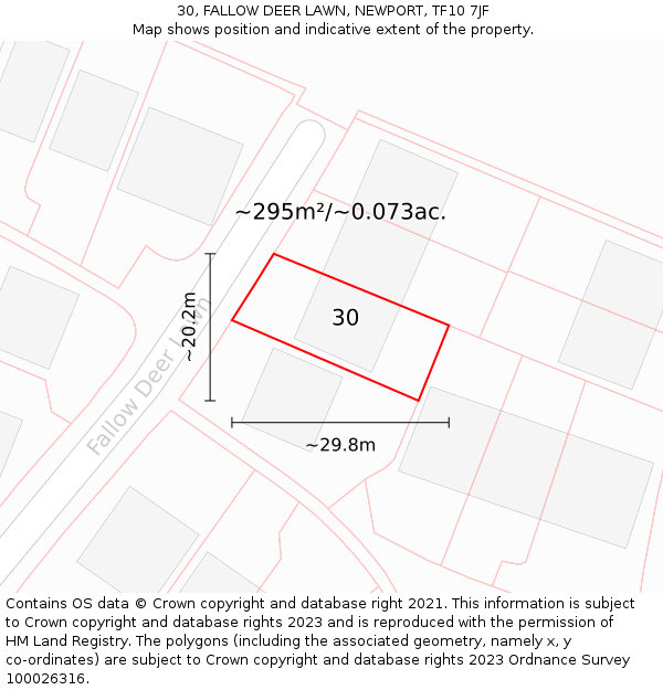 30, FALLOW DEER LAWN, NEWPORT, TF10 7JF: Plot and title map