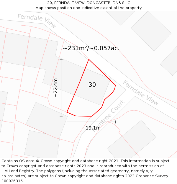 30, FERNDALE VIEW, DONCASTER, DN5 8HG: Plot and title map