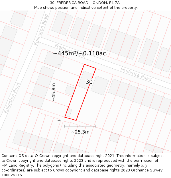 30, FREDERICA ROAD, LONDON, E4 7AL: Plot and title map