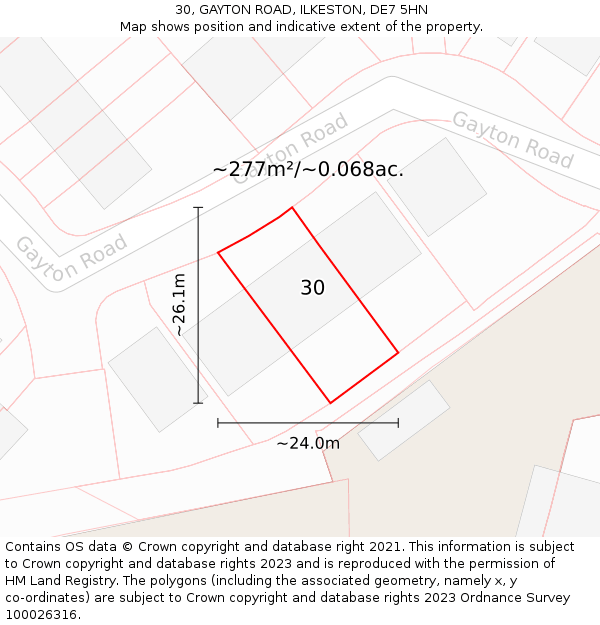 30, GAYTON ROAD, ILKESTON, DE7 5HN: Plot and title map