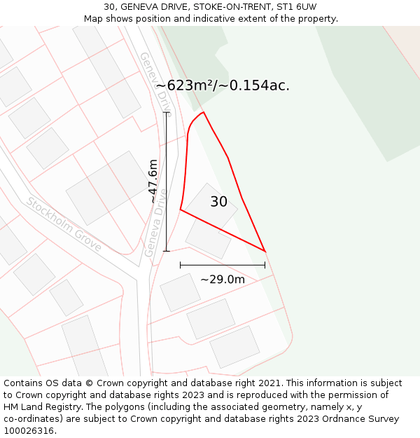 30, GENEVA DRIVE, STOKE-ON-TRENT, ST1 6UW: Plot and title map