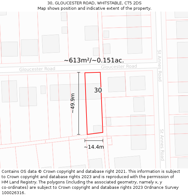 30, GLOUCESTER ROAD, WHITSTABLE, CT5 2DS: Plot and title map