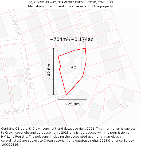 30, GODWINS WAY, STAMFORD BRIDGE, YORK, YO41 1DB: Plot and title map