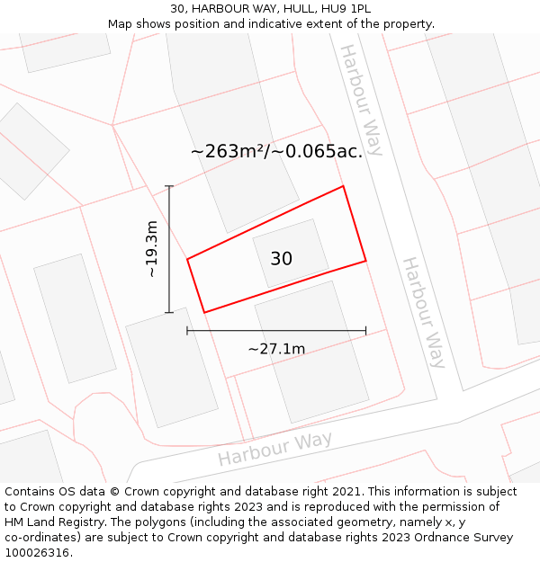 30, HARBOUR WAY, HULL, HU9 1PL: Plot and title map