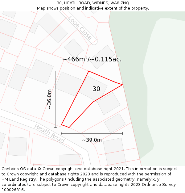 30, HEATH ROAD, WIDNES, WA8 7NQ: Plot and title map