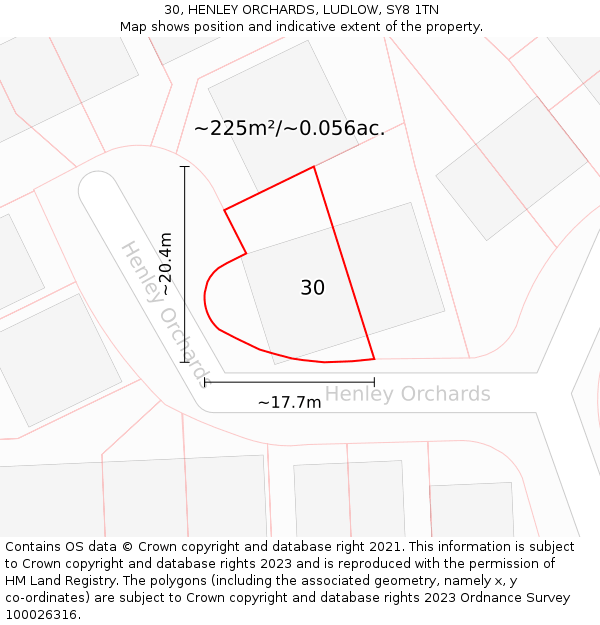 30, HENLEY ORCHARDS, LUDLOW, SY8 1TN: Plot and title map