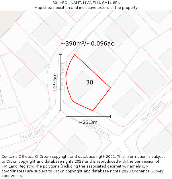 30, HEOL NANT, LLANELLI, SA14 8EN: Plot and title map