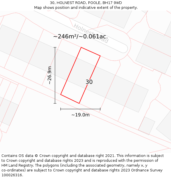 30, HOLNEST ROAD, POOLE, BH17 9WD: Plot and title map