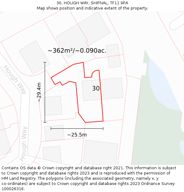 30, HOUGH WAY, SHIFNAL, TF11 9PA: Plot and title map