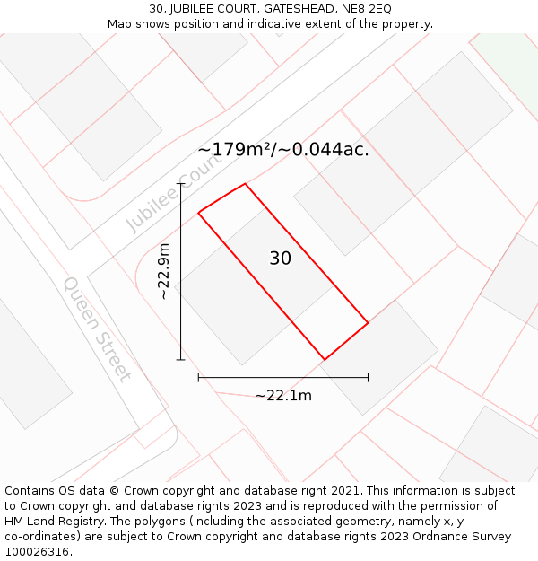 30, JUBILEE COURT, GATESHEAD, NE8 2EQ: Plot and title map