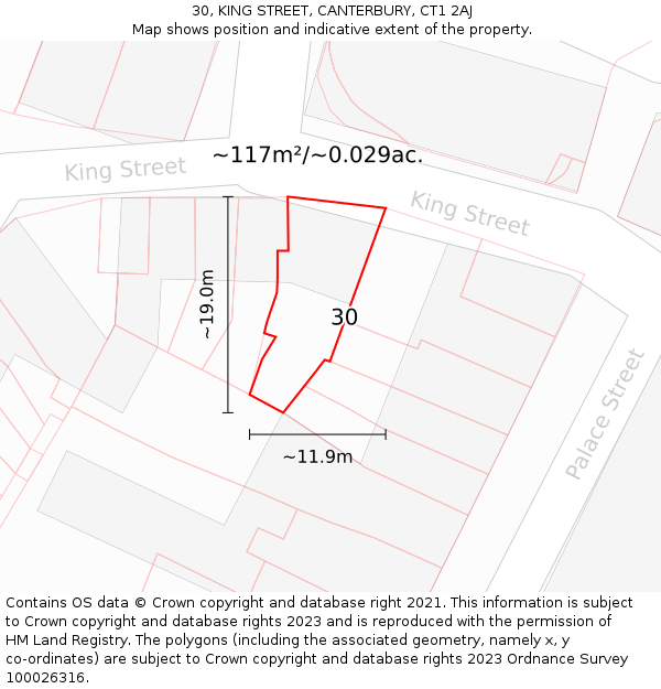 30, KING STREET, CANTERBURY, CT1 2AJ: Plot and title map