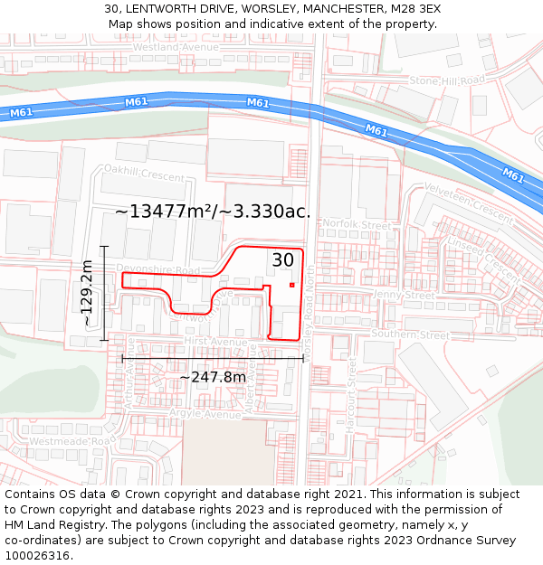 30, LENTWORTH DRIVE, WORSLEY, MANCHESTER, M28 3EX: Plot and title map