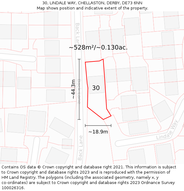 30, LINDALE WAY, CHELLASTON, DERBY, DE73 6NN: Plot and title map