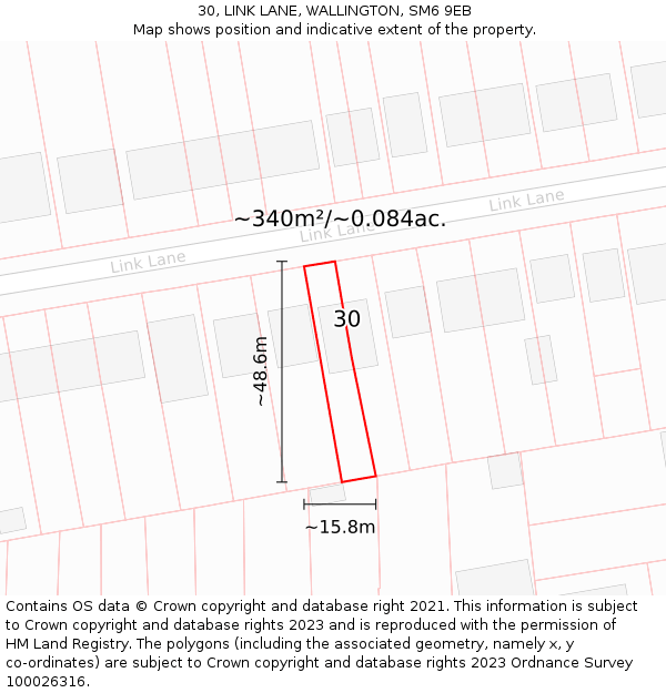 30, LINK LANE, WALLINGTON, SM6 9EB: Plot and title map