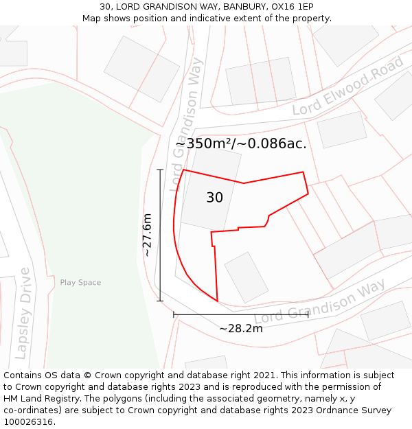 30, LORD GRANDISON WAY, BANBURY, OX16 1EP: Plot and title map