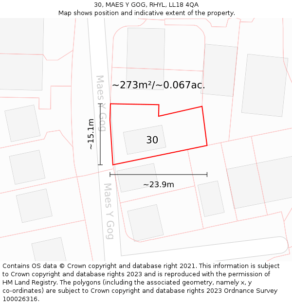 30, MAES Y GOG, RHYL, LL18 4QA: Plot and title map