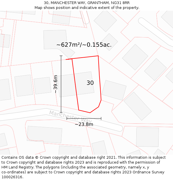 30, MANCHESTER WAY, GRANTHAM, NG31 8RR: Plot and title map