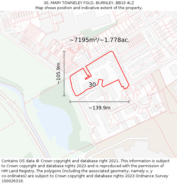 30, MARY TOWNELEY FOLD, BURNLEY, BB10 4LZ: Plot and title map