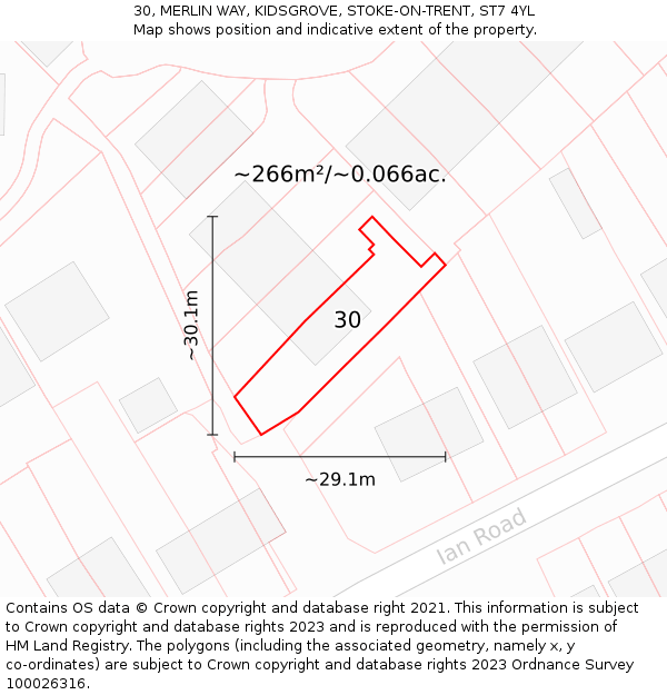 30, MERLIN WAY, KIDSGROVE, STOKE-ON-TRENT, ST7 4YL: Plot and title map