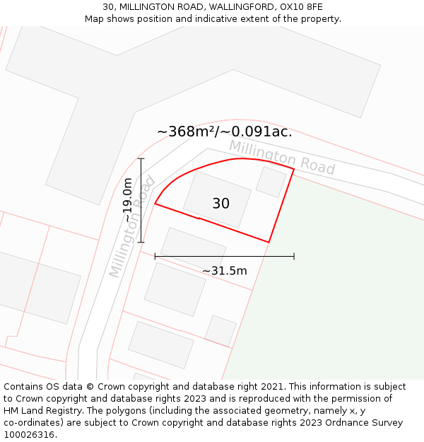 30, MILLINGTON ROAD, WALLINGFORD, OX10 8FE: Plot and title map