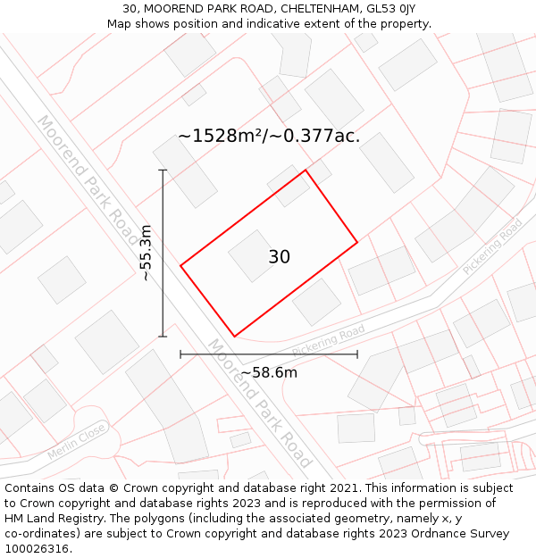 30, MOOREND PARK ROAD, CHELTENHAM, GL53 0JY: Plot and title map