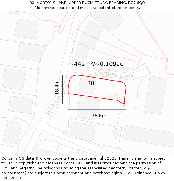 30, MORTONS LANE, UPPER BUCKLEBURY, READING, RG7 6QQ: Plot and title map