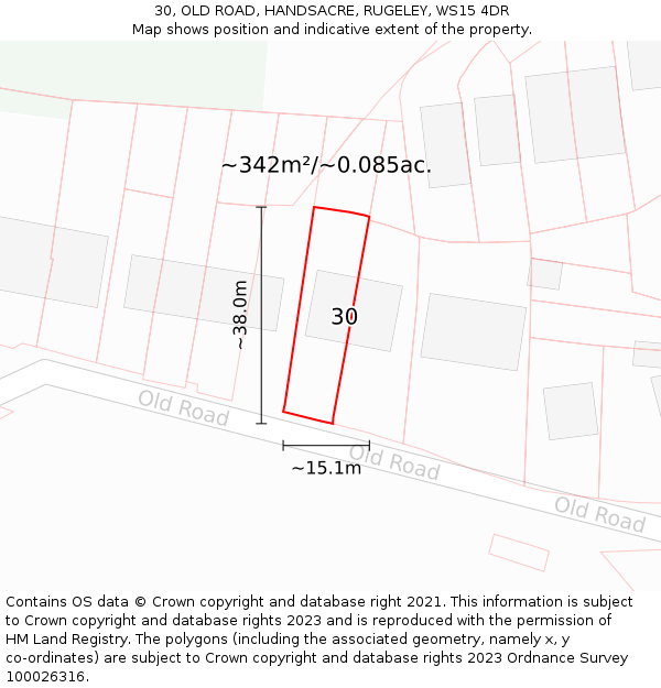 30, OLD ROAD, HANDSACRE, RUGELEY, WS15 4DR: Plot and title map