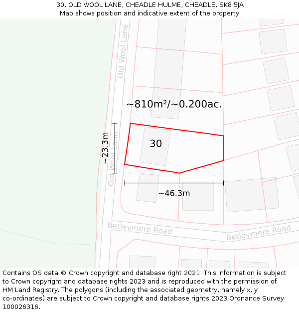 30, OLD WOOL LANE, CHEADLE HULME, CHEADLE, SK8 5JA: Plot and title map