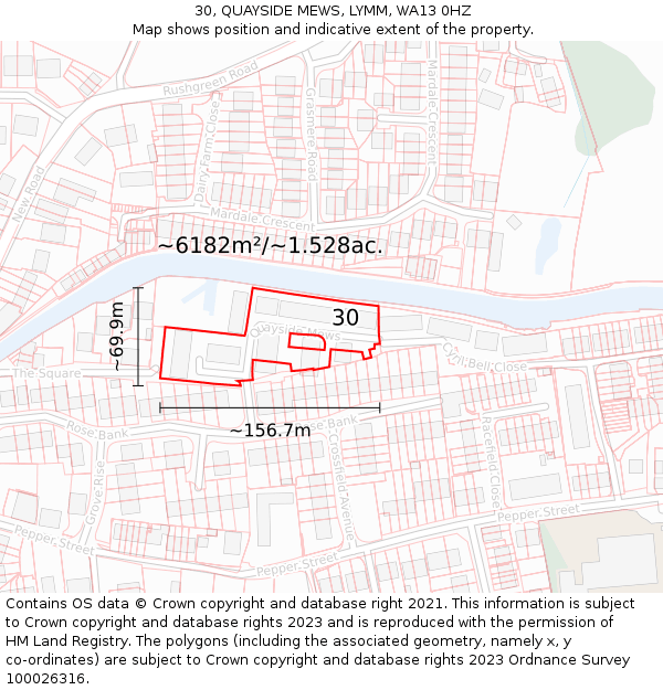 30, QUAYSIDE MEWS, LYMM, WA13 0HZ: Plot and title map