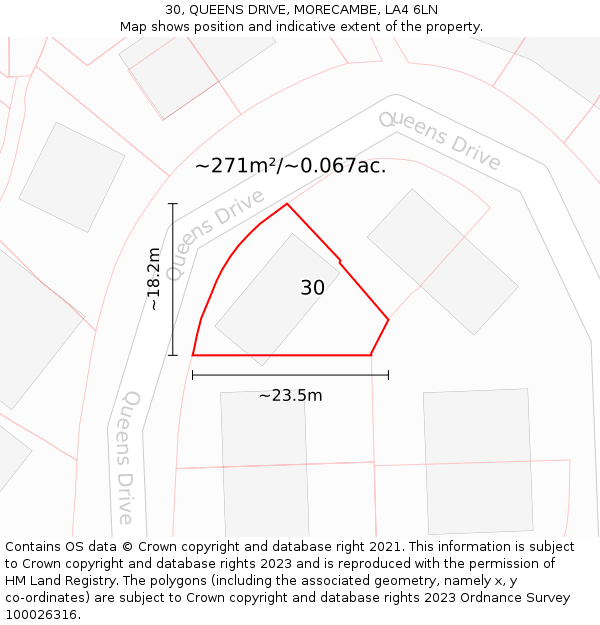 30, QUEENS DRIVE, MORECAMBE, LA4 6LN: Plot and title map