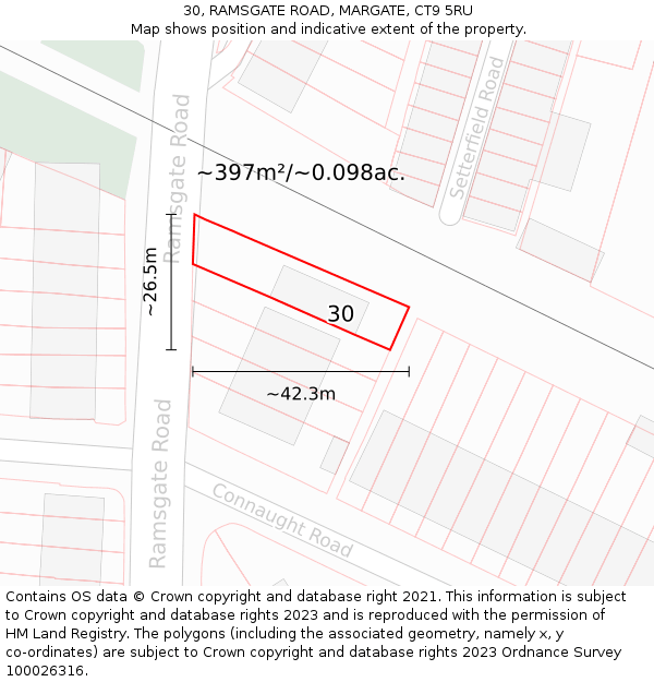 30, RAMSGATE ROAD, MARGATE, CT9 5RU: Plot and title map