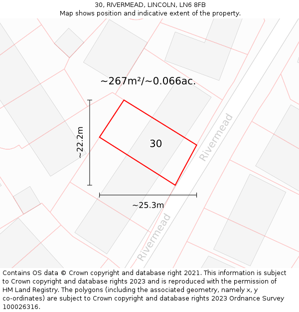 30, RIVERMEAD, LINCOLN, LN6 8FB: Plot and title map