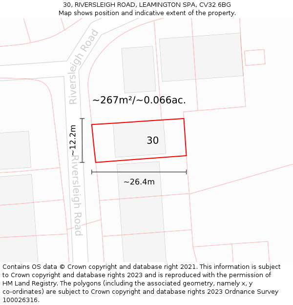 30, RIVERSLEIGH ROAD, LEAMINGTON SPA, CV32 6BG: Plot and title map