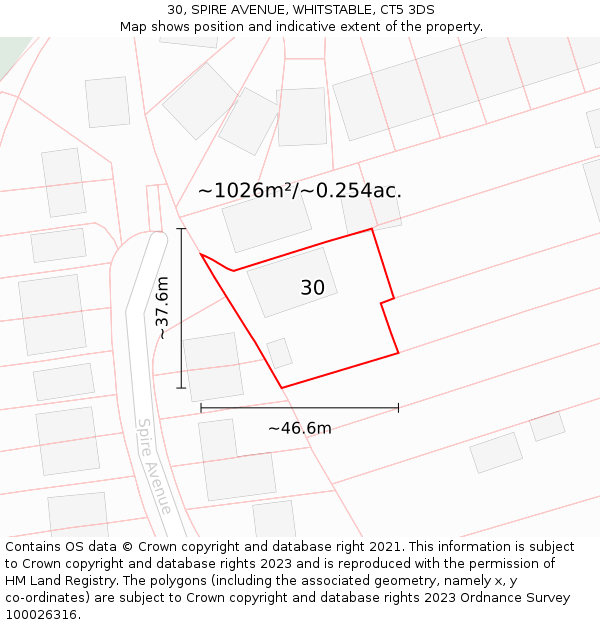 30, SPIRE AVENUE, WHITSTABLE, CT5 3DS: Plot and title map