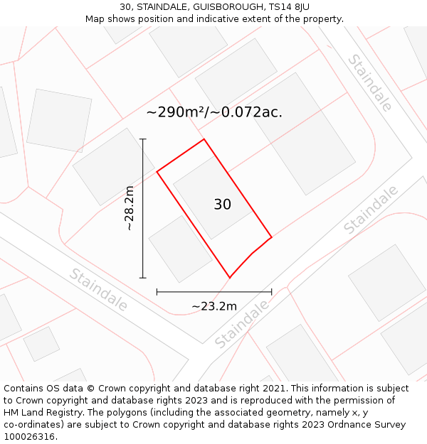 30, STAINDALE, GUISBOROUGH, TS14 8JU: Plot and title map