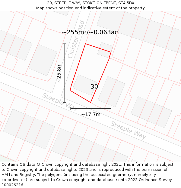 30, STEEPLE WAY, STOKE-ON-TRENT, ST4 5BX: Plot and title map