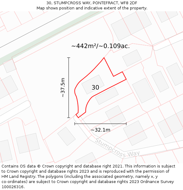 30, STUMPCROSS WAY, PONTEFRACT, WF8 2DF: Plot and title map