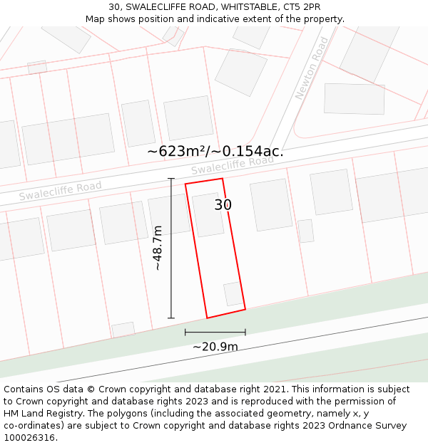 30, SWALECLIFFE ROAD, WHITSTABLE, CT5 2PR: Plot and title map