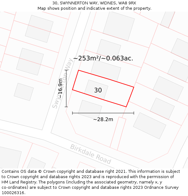 30, SWYNNERTON WAY, WIDNES, WA8 9RX: Plot and title map