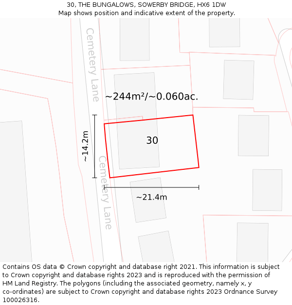 30, THE BUNGALOWS, SOWERBY BRIDGE, HX6 1DW: Plot and title map