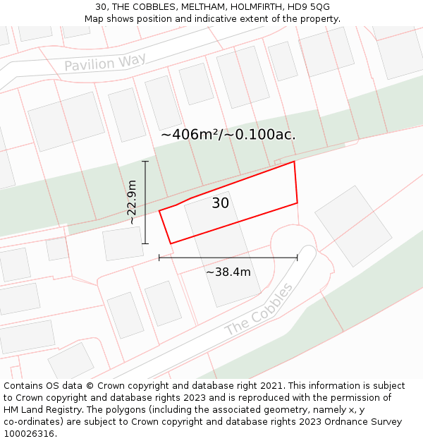 30, THE COBBLES, MELTHAM, HOLMFIRTH, HD9 5QG: Plot and title map