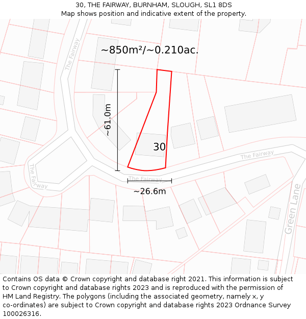 30, THE FAIRWAY, BURNHAM, SLOUGH, SL1 8DS: Plot and title map