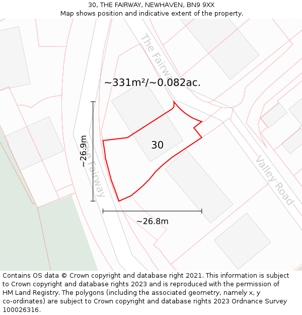 30, THE FAIRWAY, NEWHAVEN, BN9 9XX: Plot and title map