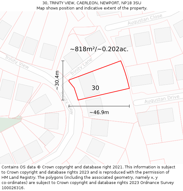 30, TRINITY VIEW, CAERLEON, NEWPORT, NP18 3SU: Plot and title map