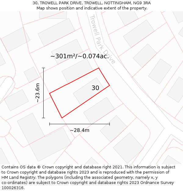 30, TROWELL PARK DRIVE, TROWELL, NOTTINGHAM, NG9 3RA: Plot and title map