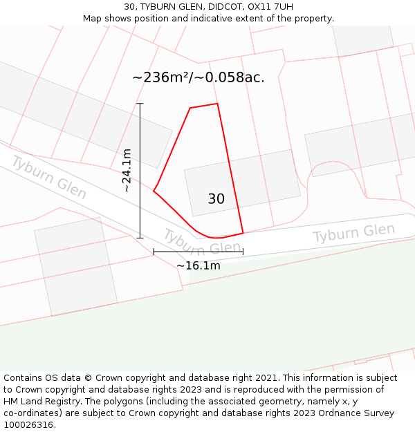 30, TYBURN GLEN, DIDCOT, OX11 7UH: Plot and title map