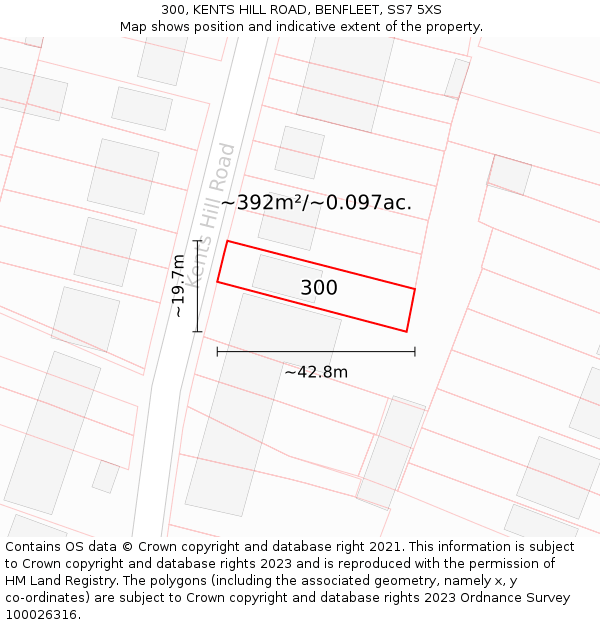 300, KENTS HILL ROAD, BENFLEET, SS7 5XS: Plot and title map