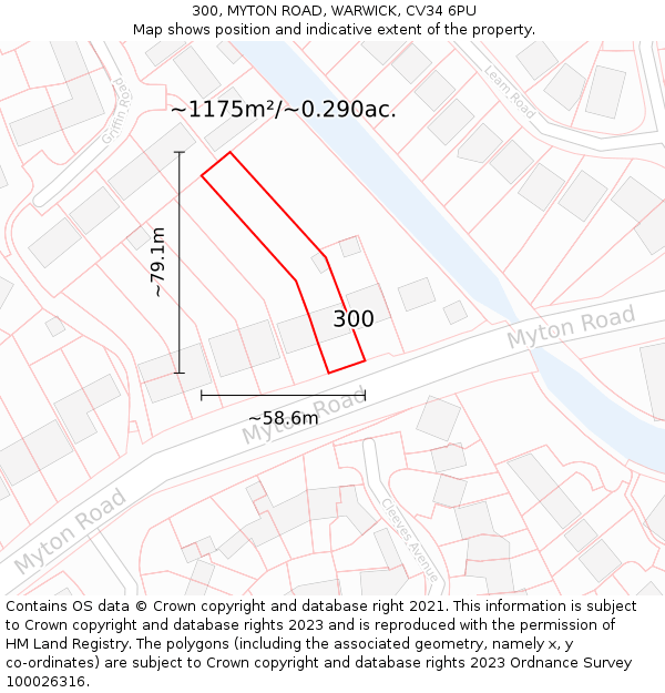 300, MYTON ROAD, WARWICK, CV34 6PU: Plot and title map